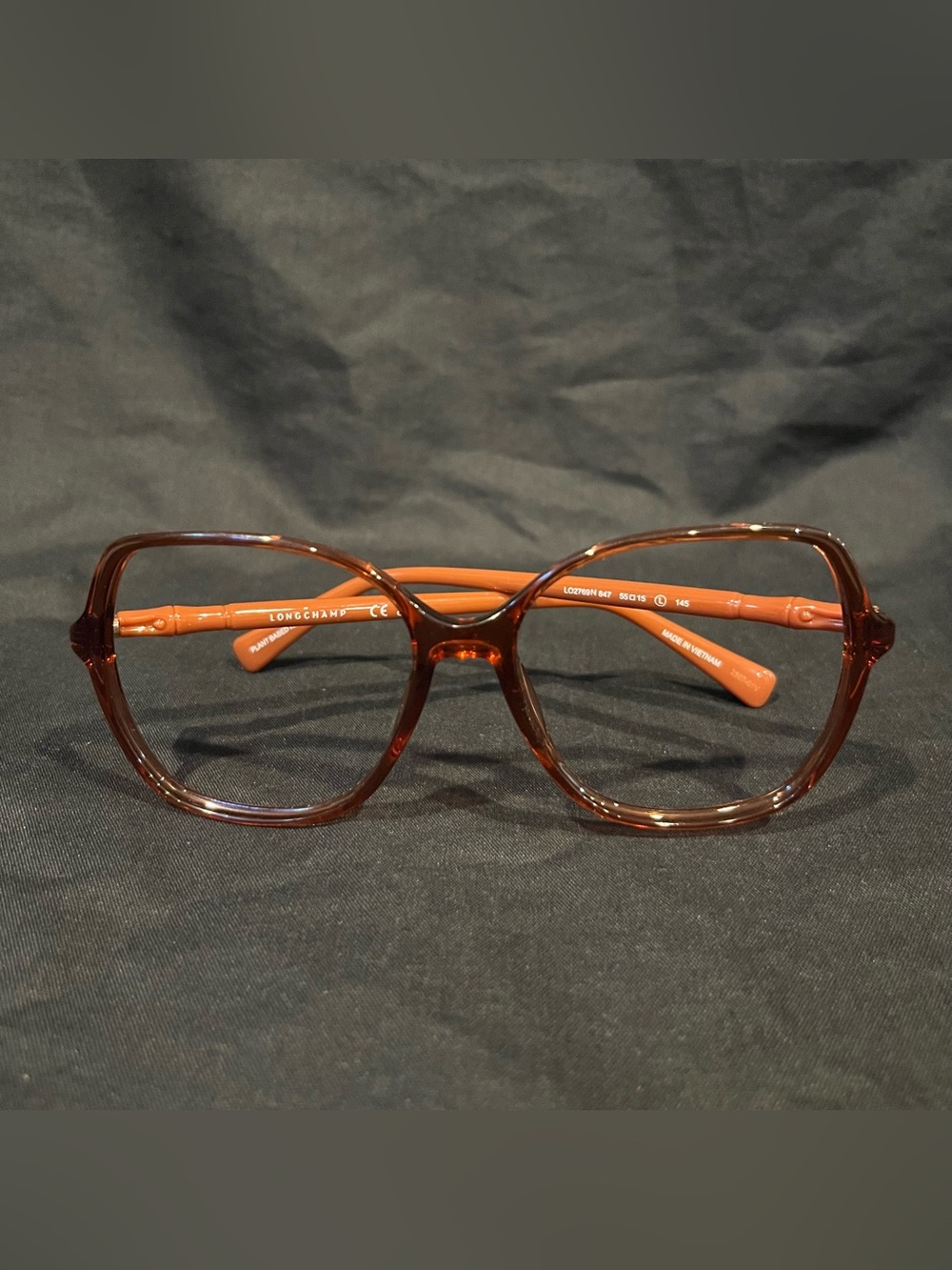 Longchamp Orange Plant-Based Resin Eyeglasses